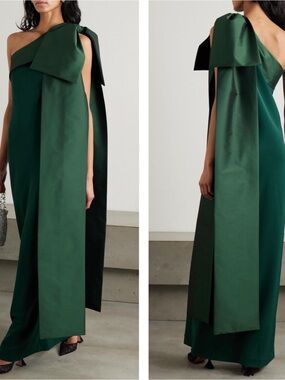 New with tags BERNADETTE Adrian one-shoulder gown in green, size FR 40 / US 8
